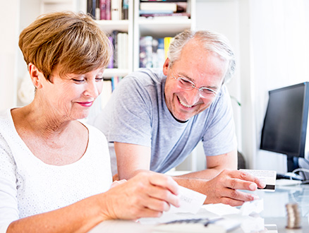 Mature couple going over finances