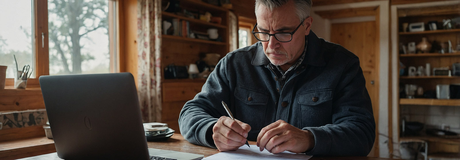 Man working on personal finances