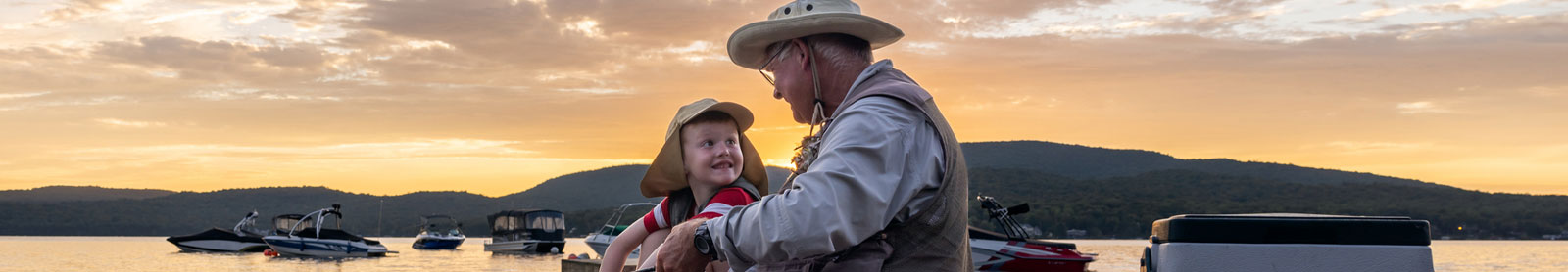 Boy and his grandfather fishing